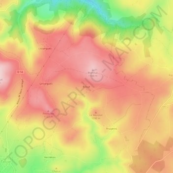 Mappa topografica Bolzat, altitudine, rilievo