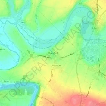 Mappa topografica Moulin Neuf, altitudine, rilievo