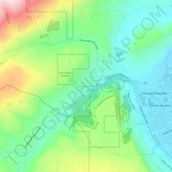 Mappa topografica Chenowith, altitudine, rilievo