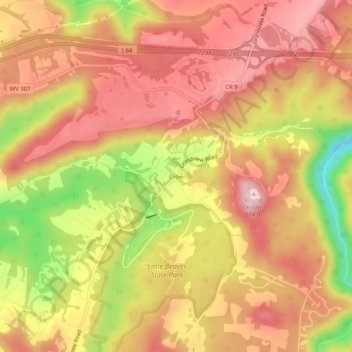 Mappa topografica Crow, altitudine, rilievo