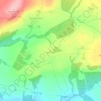 Mappa topografica Cross Hill, altitudine, rilievo