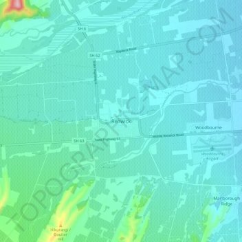 Mappa topografica Renwick, altitudine, rilievo