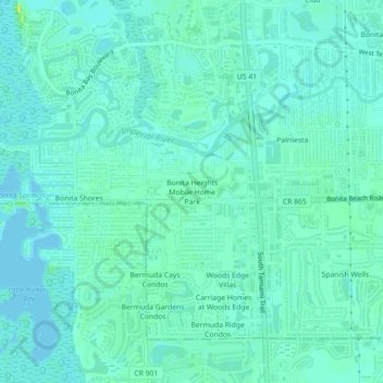 Mappa topografica Bonita Heights Mobile Home Park, altitudine, rilievo