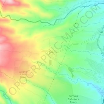 Mappa topografica Alion, altitudine, rilievo