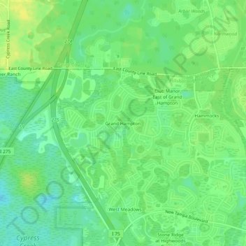 Mappa topografica Grand Hampton, altitudine, rilievo