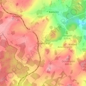 Mappa topografica Gutenfürst, altitudine, rilievo
