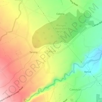 Mappa topografica Baguio, altitudine, rilievo