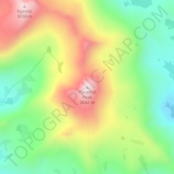Mappa topografica Pyramid Peak, altitudine, rilievo