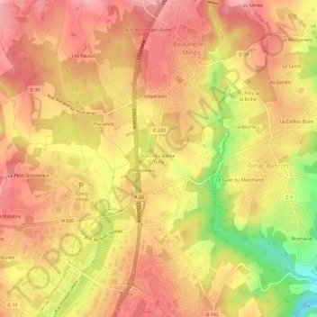Mappa topografica La Croix Barbe Torte, altitudine, rilievo