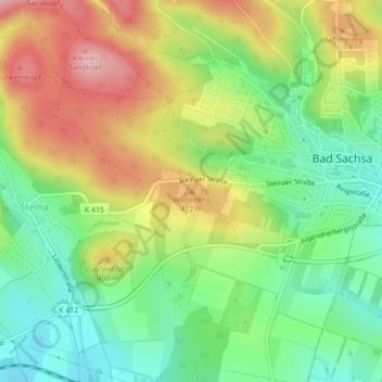 Mappa topografica Warteberg, altitudine, rilievo