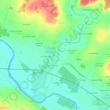 Mappa topografica Le Moulin Neuf, altitudine, rilievo