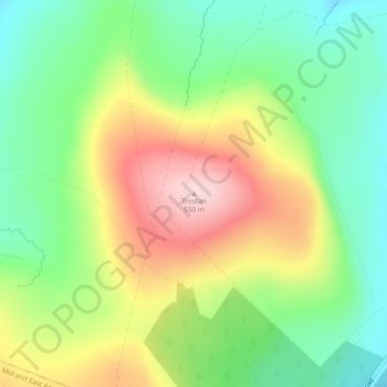 Mappa topografica Trostan, altitudine, rilievo