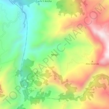Mappa topografica Minipi, altitudine, rilievo