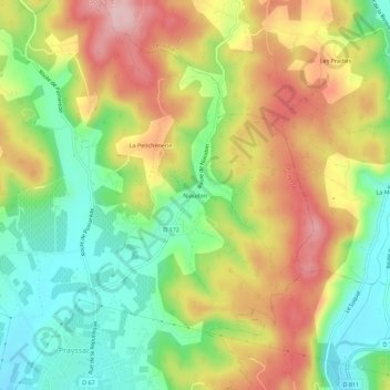 Mappa topografica Niaudon, altitudine, rilievo