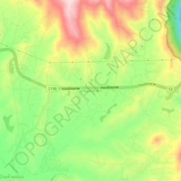 Mappa topografica Ban Lao Ya, altitudine, rilievo