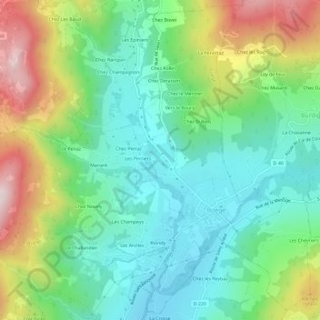 Mappa topografica Les Biolles, altitudine, rilievo