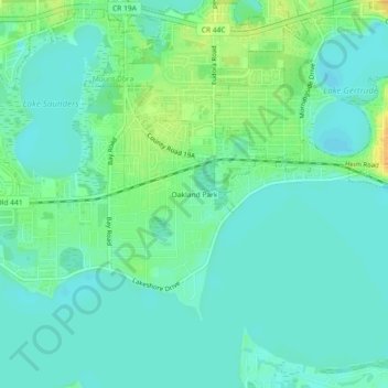 Mappa topografica Oakland Park, altitudine, rilievo