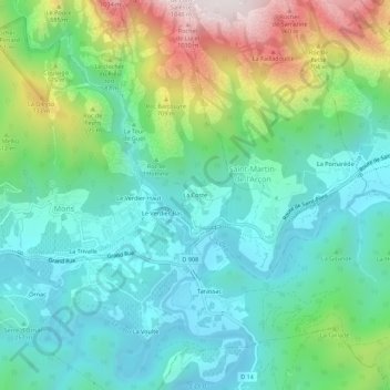 Mappa topografica La Coste, altitudine, rilievo