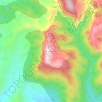 Mappa topografica Ashapuri, altitudine, rilievo