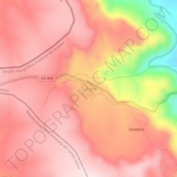 Mappa topografica Tucuns, altitudine, rilievo