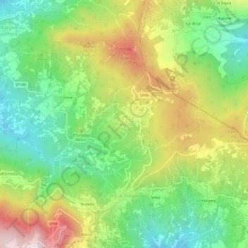 Mappa topografica Pregola, altitudine, rilievo