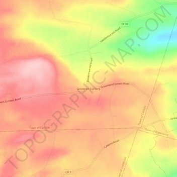 Mappa topografica Grovenor Corners, altitudine, rilievo