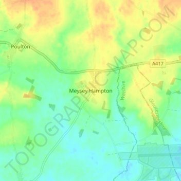 Mappa topografica Meysey Hampton, altitudine, rilievo