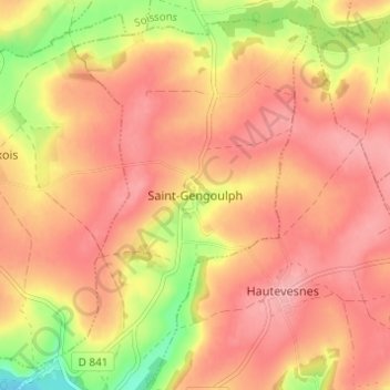 Mappa topografica Saint-Gengoulph, altitudine, rilievo