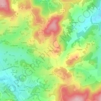 Mappa topografica Chatenet, altitudine, rilievo