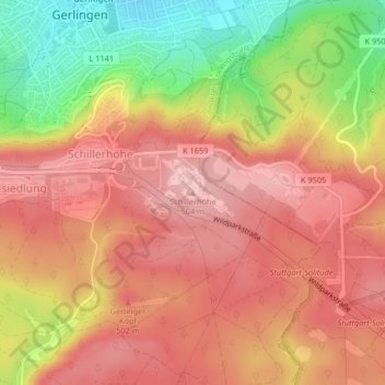 Mappa topografica Schillerhöhe, altitudine, rilievo