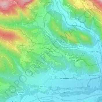 Mappa topografica Maiaso, altitudine, rilievo