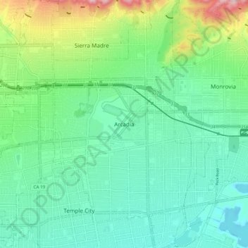 Mappa topografica Arcadia, altitudine, rilievo