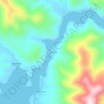 Mappa topografica Legaspi, altitudine, rilievo