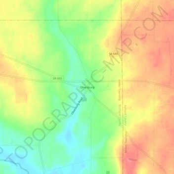 Mappa topografica Olivesburg, altitudine, rilievo