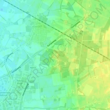 Mappa topografica Engelse Schans, altitudine, rilievo