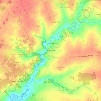 Mappa topografica La Vesselière, altitudine, rilievo