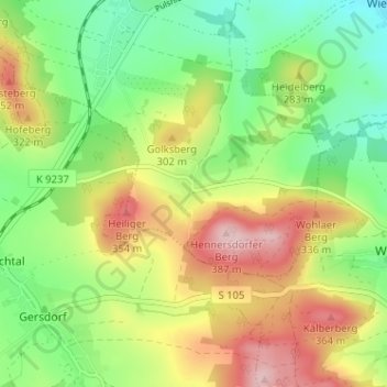Mappa topografica Hennersdorf, altitudine, rilievo