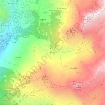 Mappa topografica Cheneil, altitudine, rilievo