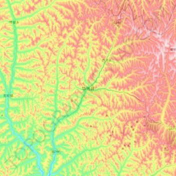 Mappa topografica 华池县, altitudine, rilievo