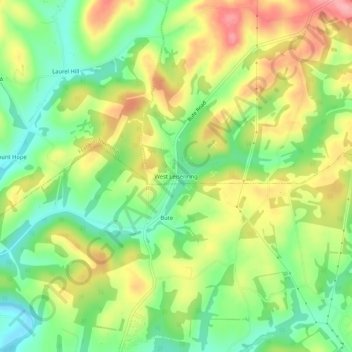Mappa topografica West Leisenring, altitudine, rilievo