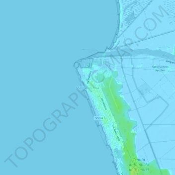 Mappa topografica Marina di Pisa, altitudine, rilievo