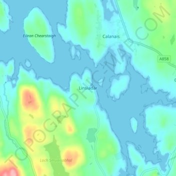 Mappa topografica Linshader, altitudine, rilievo