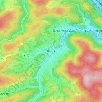 Mappa topografica Banfe, altitudine, rilievo
