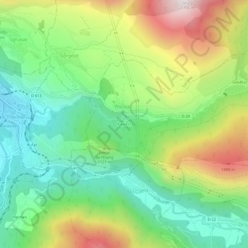 Mappa topografica Fournit, altitudine, rilievo