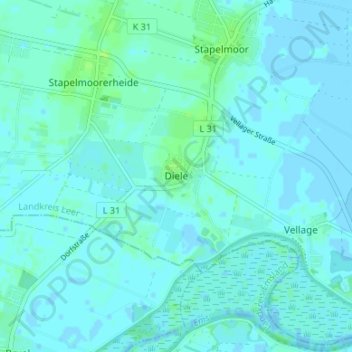 Mappa topografica Diele, altitudine, rilievo