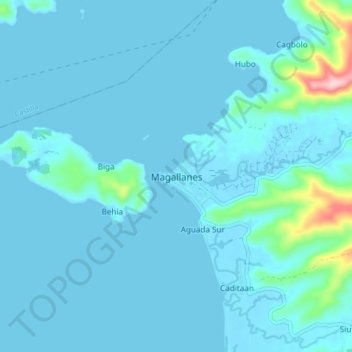 Mappa topografica Magallanes, altitudine, rilievo