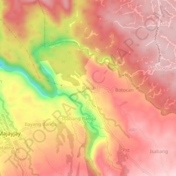Mappa topografica Bakia, altitudine, rilievo