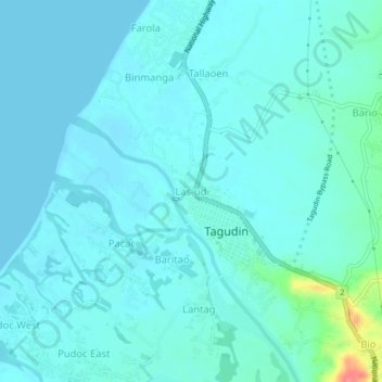 Mappa topografica Las-ud, altitudine, rilievo