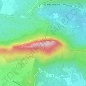 Mappa topografica Pic Saint-Loup, altitudine, rilievo