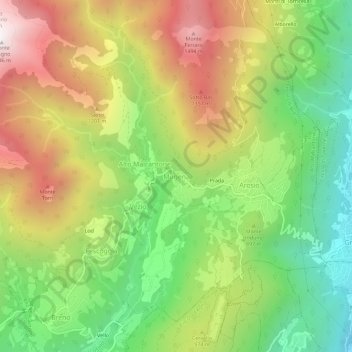 Mappa topografica Mugena, altitudine, rilievo